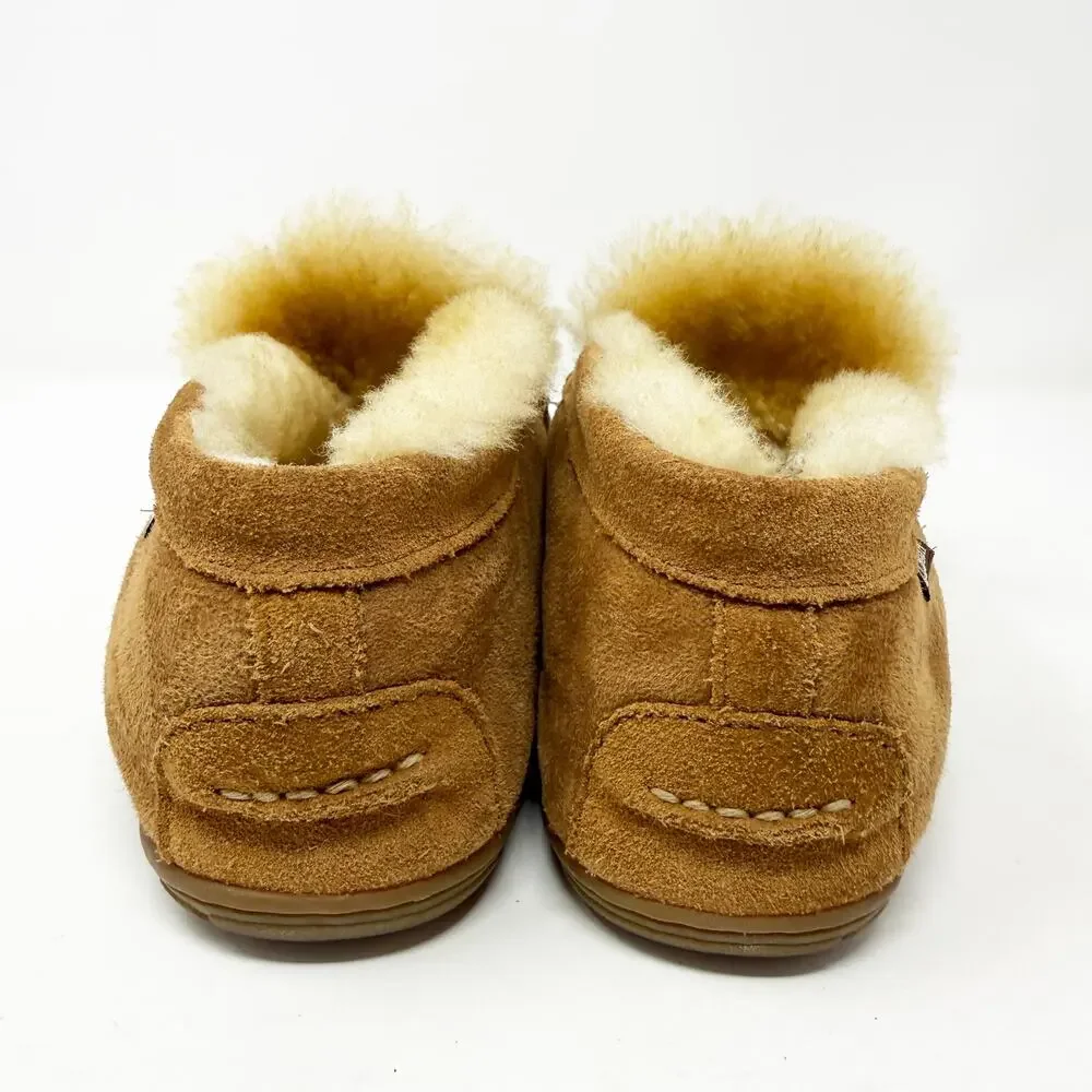LL Bean Tan Suede/Shearling Moccasin Slipper Booties Men's Size 9 EUC